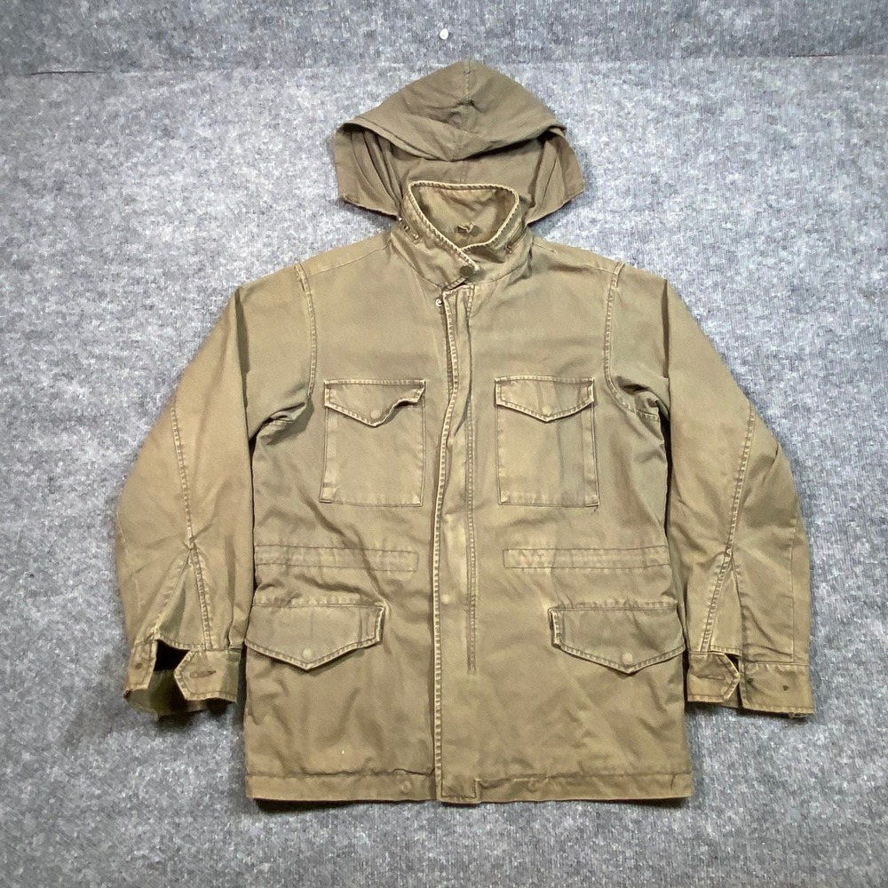 American Eagle Outfitters Mens M Olive Green Canvas Field Jacket Hooded Utility